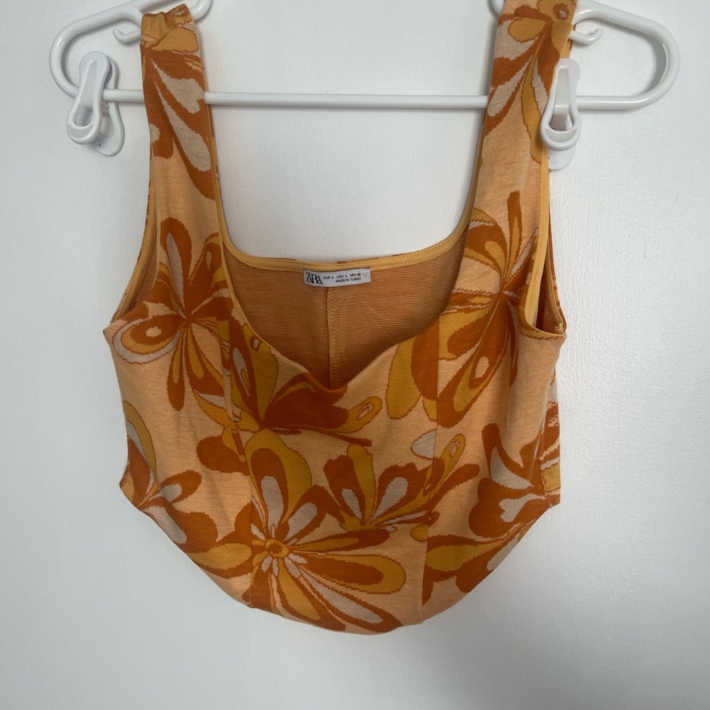 Orange floral Zara crop top